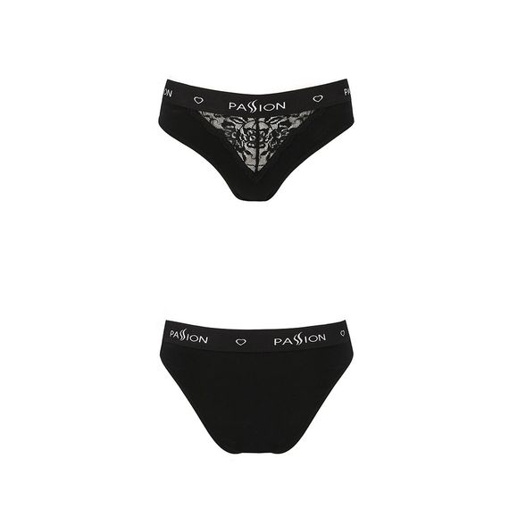 Трусики з широкою гумкою і мереживом Passion PS001 PANTIES M, black | Зображення 4