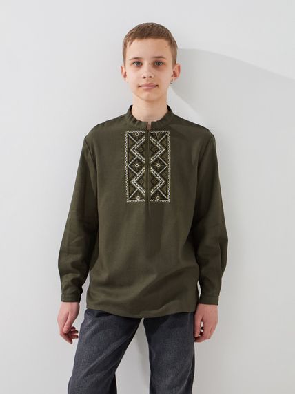 Сорочка вишиванка для хлопчика LAWA E-BB02302 158 см Хакі shop (2000999576140)