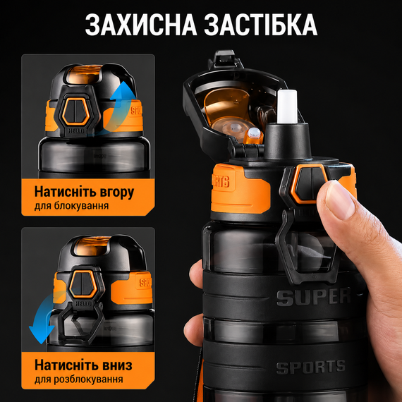 Спортивная бутылка KANGZYUAN 500 мл - Черная Tritan BPA-free, ударопрочная эко-бутылка с антискользящим грипом | Зображення 1