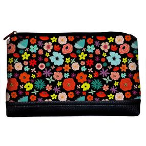 Косметичка дорожная женская Lovely Разноцветные цветочки 26x15x8 см