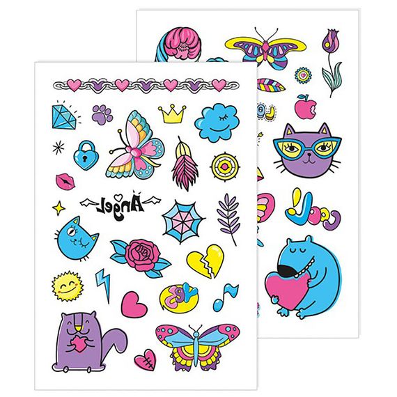 Тимчасові татуювання для старших дівчаток Фіолетовий котик 10100697, 2 аркуші