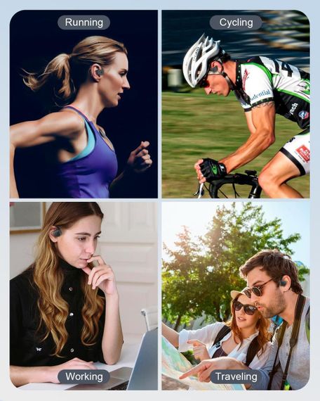 Навушники безпровідні відкритого типу водонепроникні Open Ear Bluetooth 5.3 IPX5 бездротові для бігу, спорту, фітнесу ENC мікрофон | Зображення 7