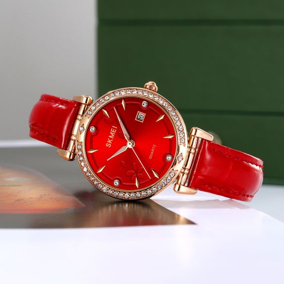 Класичний жіночий годинник Skmei 2169RGRD Rose Gold-Red | Зображення 3