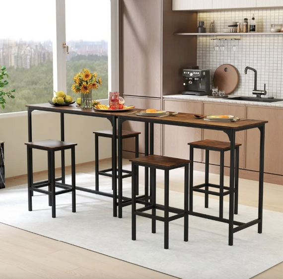 Барний стіл та 2 барні стільці Costway Hoobro в стилі Loft | Зображення 8