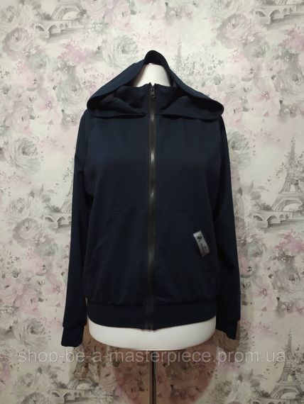 Худі жіночий осінній весняний темно - синій толстовка світшот анорак футер двонитка 54