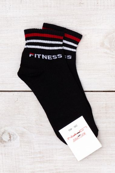 Демісезонні шкарпетки для жінок з бавовни, з написом "Fitness" Носи своє 36-40 Чорний (p-17997-212630)