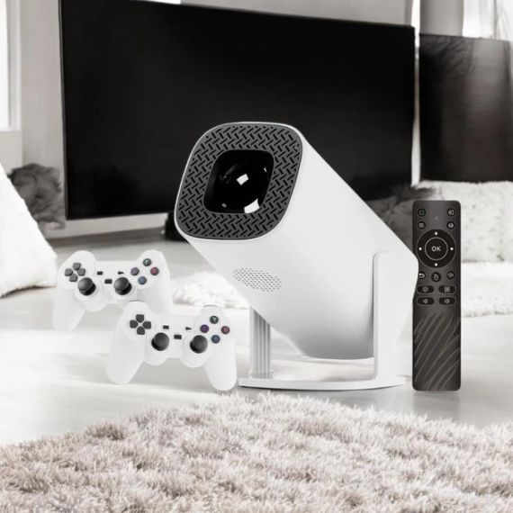 Проєктор відеоігровий із джойстиками + пульт керування Android Projector HA-199 Білий | Зображення 1