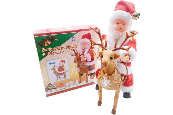 Игрушка Санта-Клаус верхом на олене /новогодняя игрушка | Зображення 3