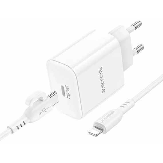 МЗП Borofone BA81A PD20W (1USB-C) + кабель Type-C to Lightning White | Зображення 2