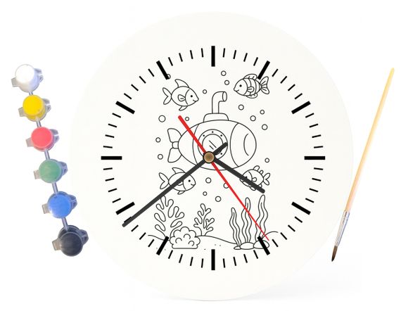 Дитячий набір для творчості годинник розмальовка Підводний човен 30 см (Г0046) | Зображення 3