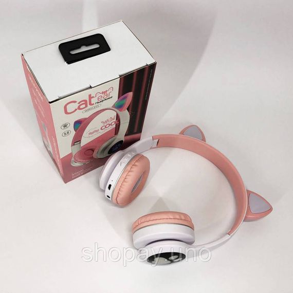 Беспроводные наушники с кошачьими ушками и RGB подсветкой Cat VZV 23M. Цвет: розовый | Зображення 8