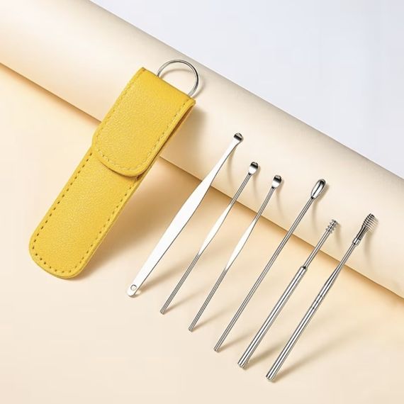 Набор для чистки ушей и удаления ушной серы из 6 инструментов. Желтый | Зображення 2