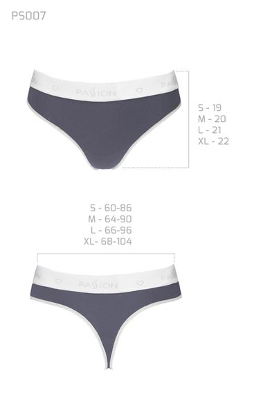 Спортивні бавовняні трусики-стринги Passion PS007 PANTIES, Темно-сірий, M, M | Зображення 3
