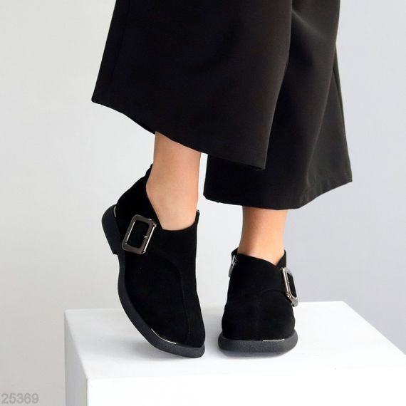 Дизайнерские черные туфли натуральная замша квадратный носок | Зображення 7