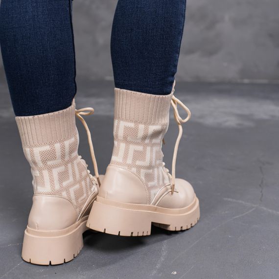 Ботинки женские Fashion Horseshoe 3367 39 размер 25 см Бежевый | Зображення 4