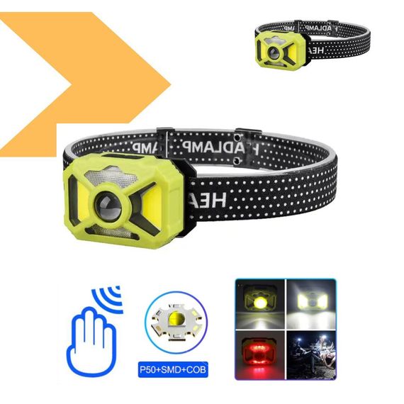 Налобний ліхтар 2323-P50+SMD+COB Білий+Червоний з датчиком руху, Li-Ion акумулятор, USB-C зарядка (47470-2323_151) | Зображення 1