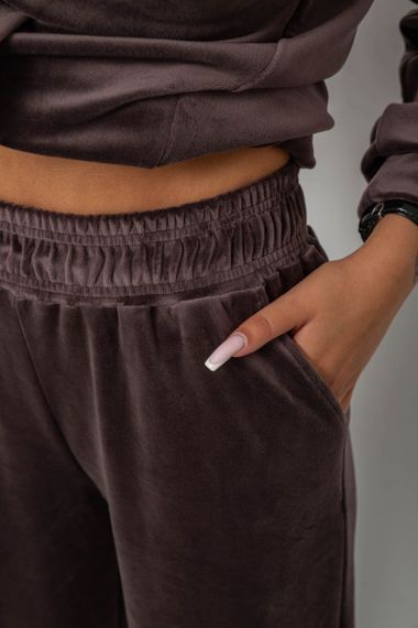 Спортивный костюм женский велюровый, цвет мокко, 241R1530-5 | Зображення 4