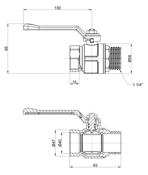 Кран кульовий Icma 1" 1/4 прямий №352 (87352AG11) | Зображення 1