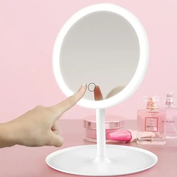 Дзеркало для макіяжу, дзеркало косметичне з LED з яскравим лід підсвічуванням, вбудованим акумулятором, біле | Зображення 2