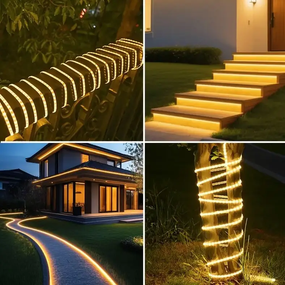LED гирлянда с солнечной батареей 10 м (теплый белый свет)