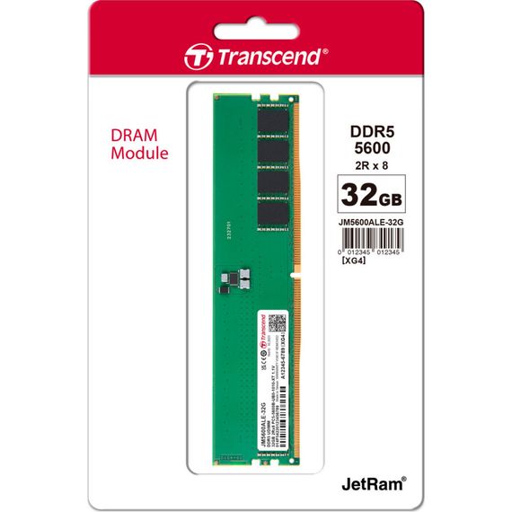 Модуль пам'яті для комп'ютера DDR5 32GB 5600 MHz JetRam Transcend (JM5600ALE-32G) | Зображення 1