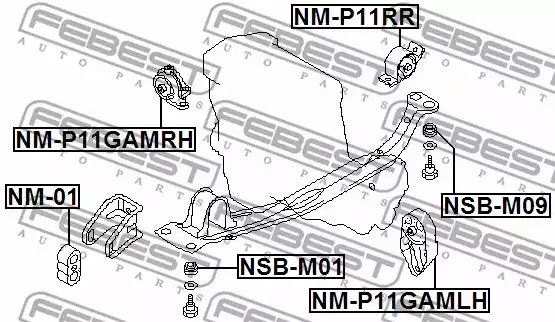 Подушка двигуна передня, NISSAN PRIMERA FEBEST (NM01) | Зображення 3