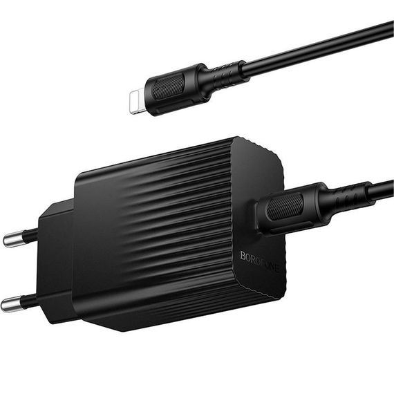 СЗУ Borofone BAS73A Source PD20W (1USB-C) + кабель Type-C to Lightning Black | Зображення 2