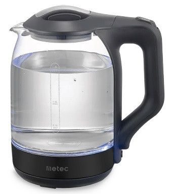 Електрочайник EK-01GB 1.8л, 1500Вт, корпус скло, чорний Metec 700011