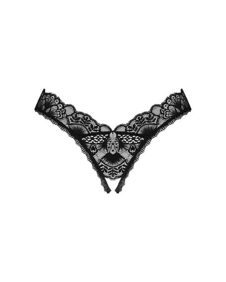 Мереживні стрінги Obsessive Donna Dream crotchless thong XS/S Black, відкритий доступ sexstyle | Зображення 2