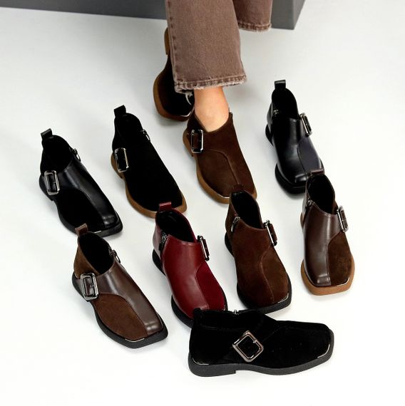 Дизайнерские черные туфли натуральная замша квадратный носок | Зображення 9