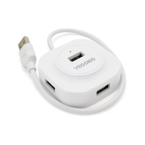 Хаб VEGGIEG V-U2407 USB 2.0 4 порта, 480Mbts, живлення від USB, White, 0,3m, Box