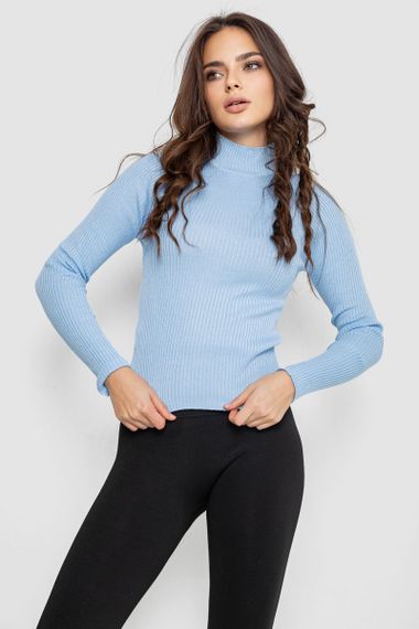 Водолазка жіноча в рубчик, колір блакитний, 214R91306 | Зображення 2