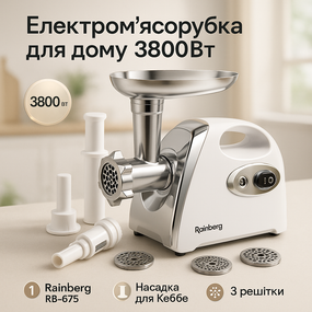 Мясорубка 3в1 мясорубка для дома Rainberg, Мясорубки хорошего качества, Электромясорубка 5 насадок MG-45
