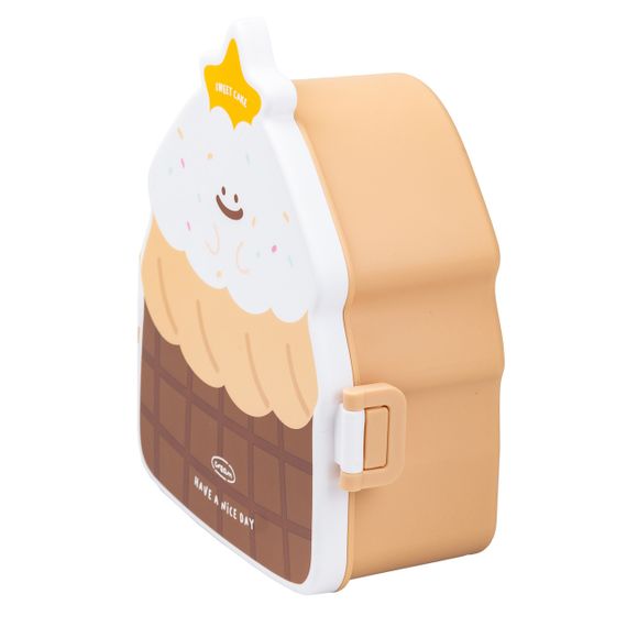 Дитячий ланч бокс на дві секції 950 мл пластиковий з вилкою та ложкою "Тістечко" Коричневий HP12271BR | Зображення 2