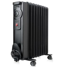 Масляный обогреватель BLACK+DECKER 1500 Вт, площадь обогрева 15 кв.м., напольный, черный (BXRA1500E)