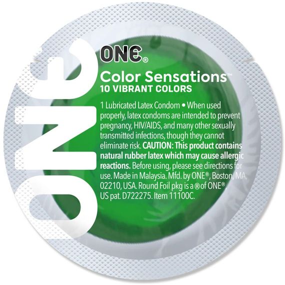 Презерватив ONE Color Sensations ONE with nature, 1 шт, зелений, гладенький, зі змазкою | Зображення 1