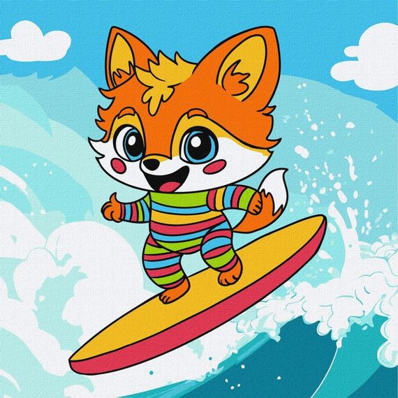 Картина за номерами "Літо. Лисеня на хвилі" ©art_selena_ua KHO1249, 25х25 см