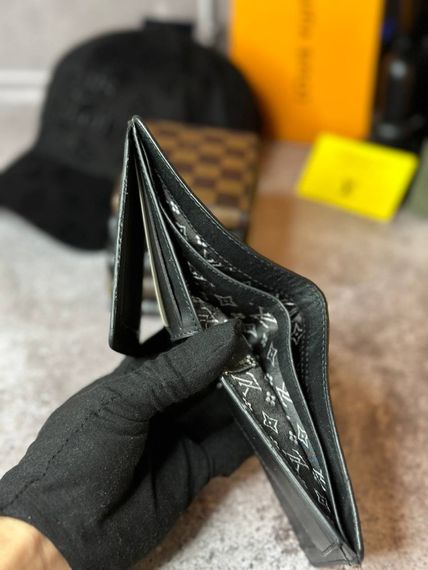 Кожанный кошелек Louis Vuitton Monogram Leather Black kk019 | Зображення 3