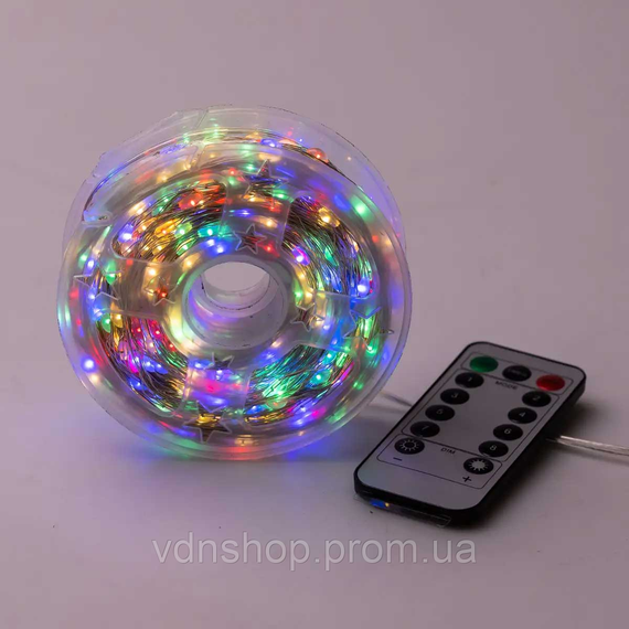 Светодиодная гирлянда Роса нить 500 LED длина 50 м от сети белая нить с пультом Мультиколор 500L50MWМL
