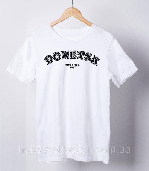 Футболка жіноча із патріотичним принтом "Donetsk Ukraine 1779" біла