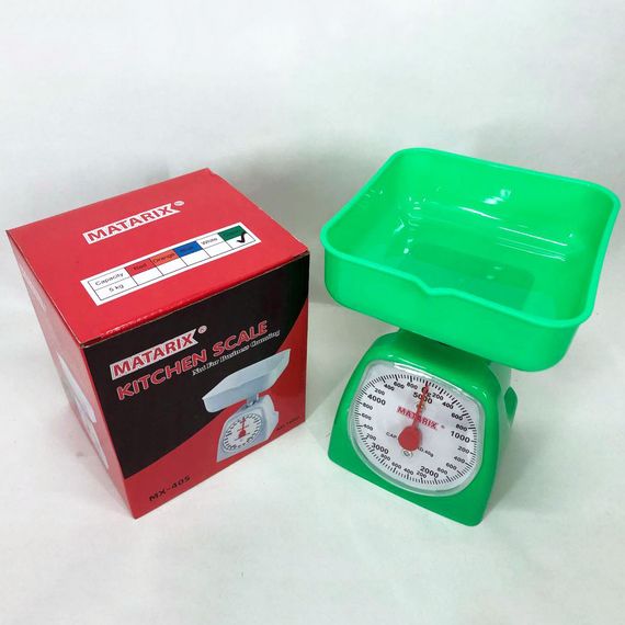Ваги кухонні механічні MATARIX MX-405 5 кг, ваги для зважування продуктів. Колір: зелений | Зображення 3