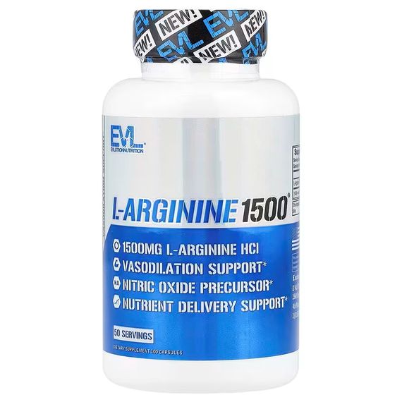 L‑Аргінін Evlution Nutrition L-Arginine1500®, 100 Capsules (750 mg per Capsule)