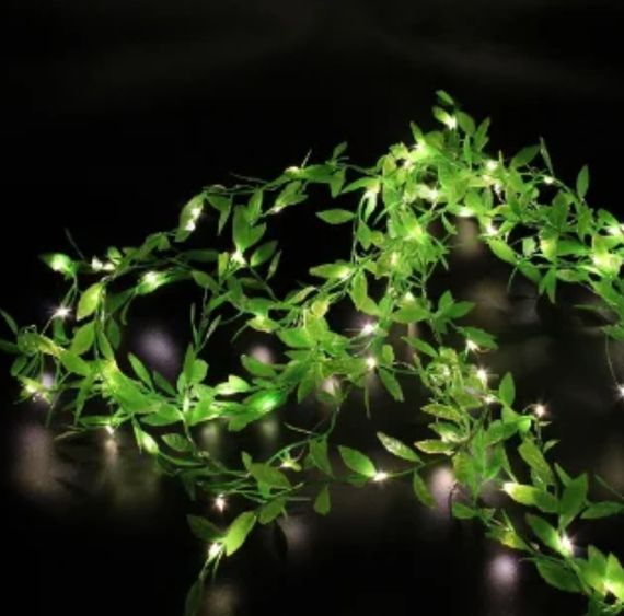 Новогодняя гирлянда 200 Led листьев плакучей ивы (Штора) на медной проволоке Мультицветная 3M*1M | Зображення 3