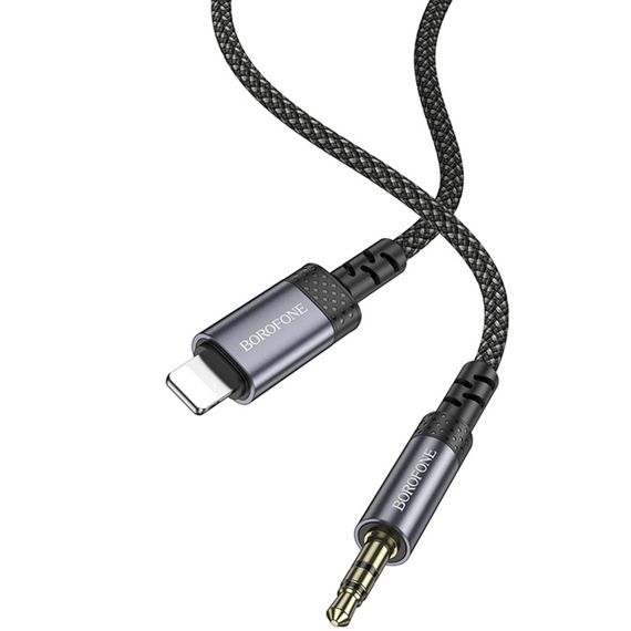 Аудіо кабель Aux Borofone BL24 Graceful (Lightning to AUX 3.5mm) (1m) Metal grey | Зображення 5