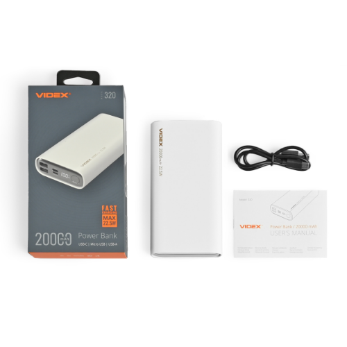 Павербанк 20000 mAh Videx VPB-320-W 22,5W білий | Зображення 5
