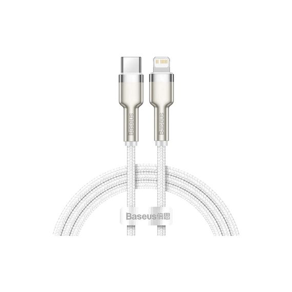Дата кабель USB-C to Lightning 2.0m Cafule Metal PD 20W white Baseus (CATLJK-B02)