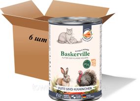 Влажный корм для котов Вaskerville, Холистик. Индейка и кролик с морковью, полнорационный влажный корм для кошек в период лактации
