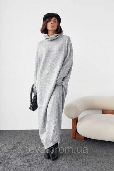 В'язане плаття oversize з високим горловиним кольором сірий розмір S FL_000905 | Зображення 7