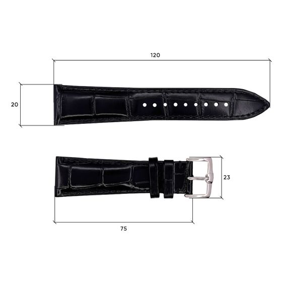 Шкіряний ремінець Premium 20х18 мм. Black | Зображення 2