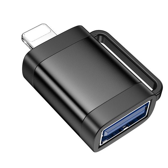 Переходник Hoco UA31A OTG Lightning male to USB female Black | Зображення 3